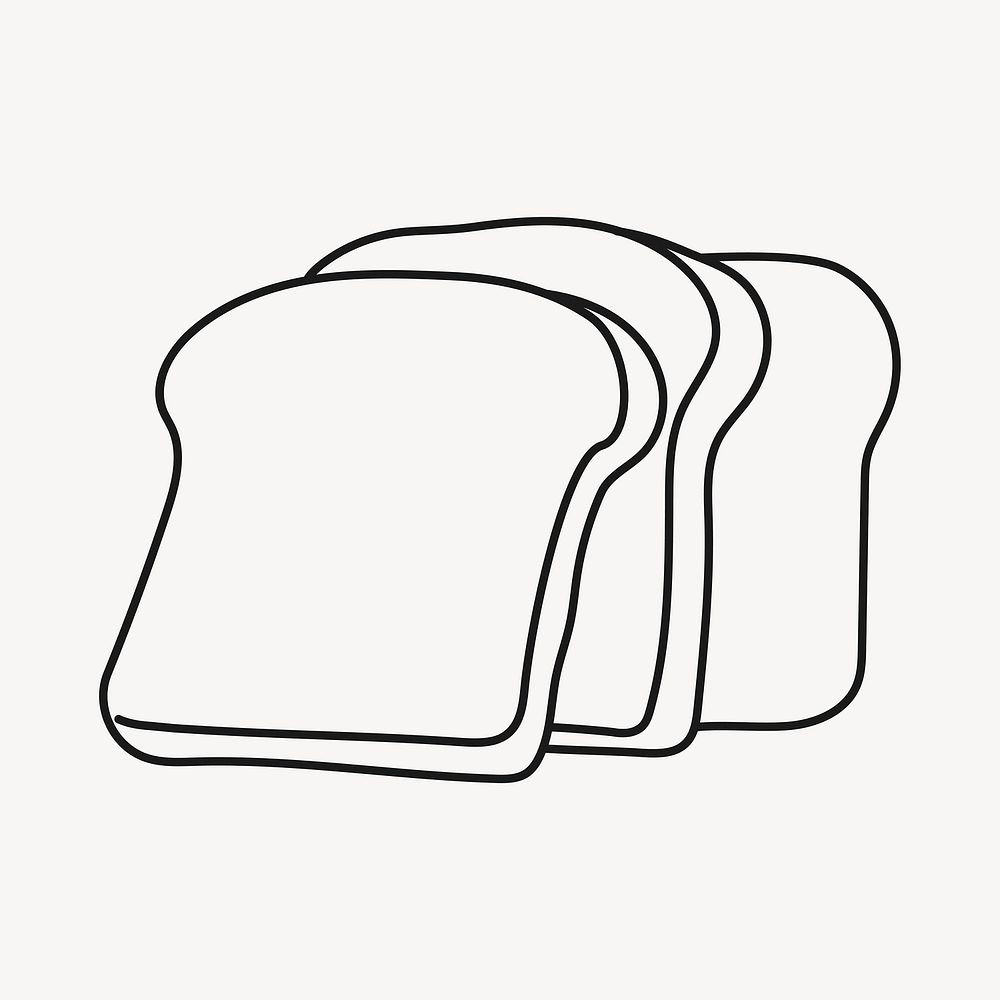 Bread slices clipart, breakfast doodle line art illustration vector