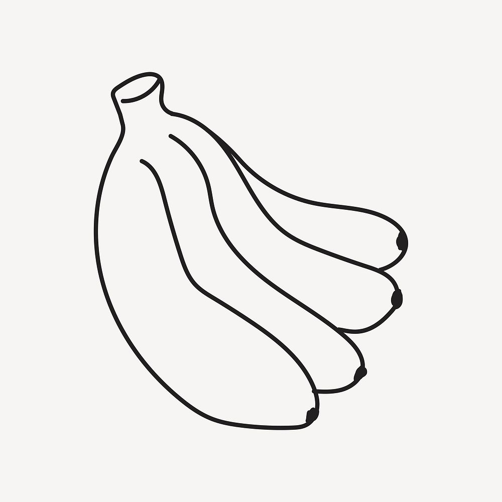 Banana clipart, fruit doodle line art illustration vector