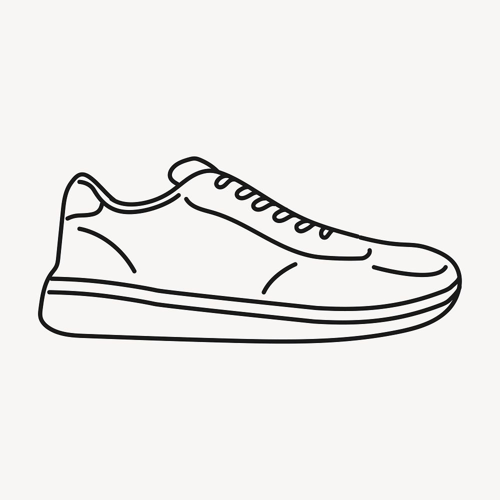 White sneaker clipart, sportswear line art doodle vector