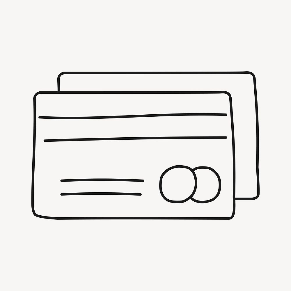 Credit card clipart, banking line art doodle vector