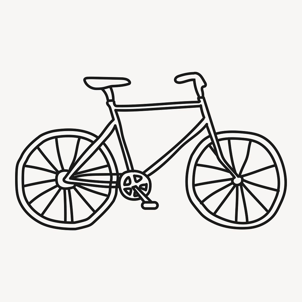Bicycle doodle drawing, sustainable vehicle line art illustration