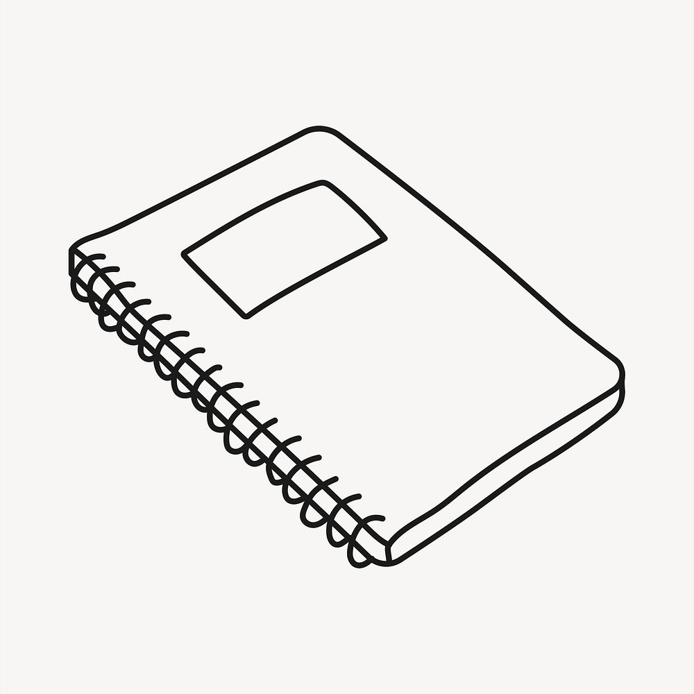 Student notebook sticker, stationery doodle line art psd