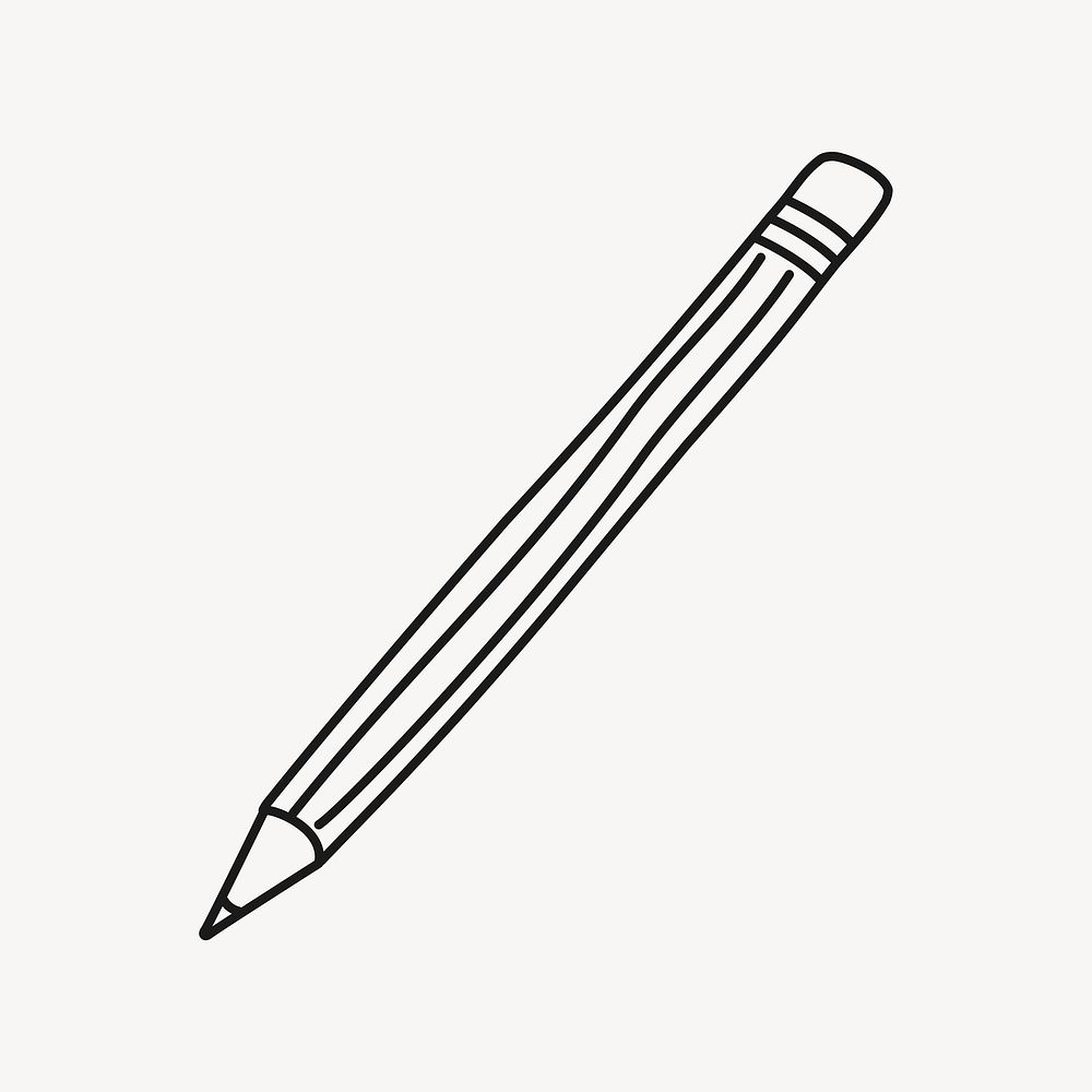 Pencil doodle drawing, stationery line art illustration