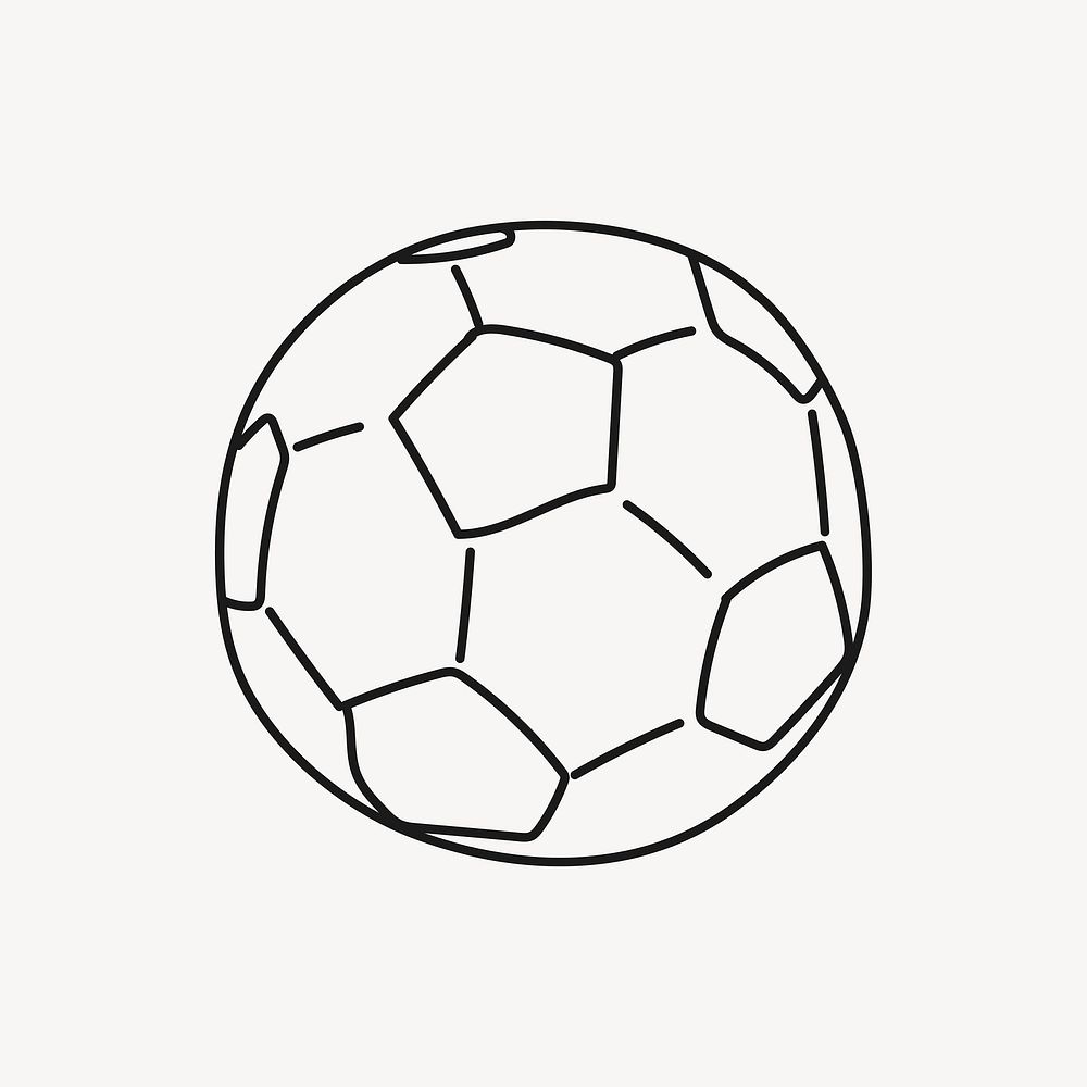 Football clipart, sport equipment line art doodle vector