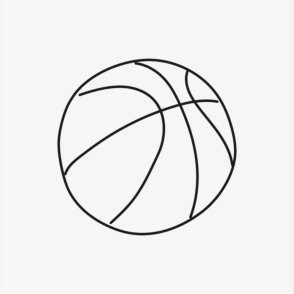 Basketball sticker, sport doodle line art psd