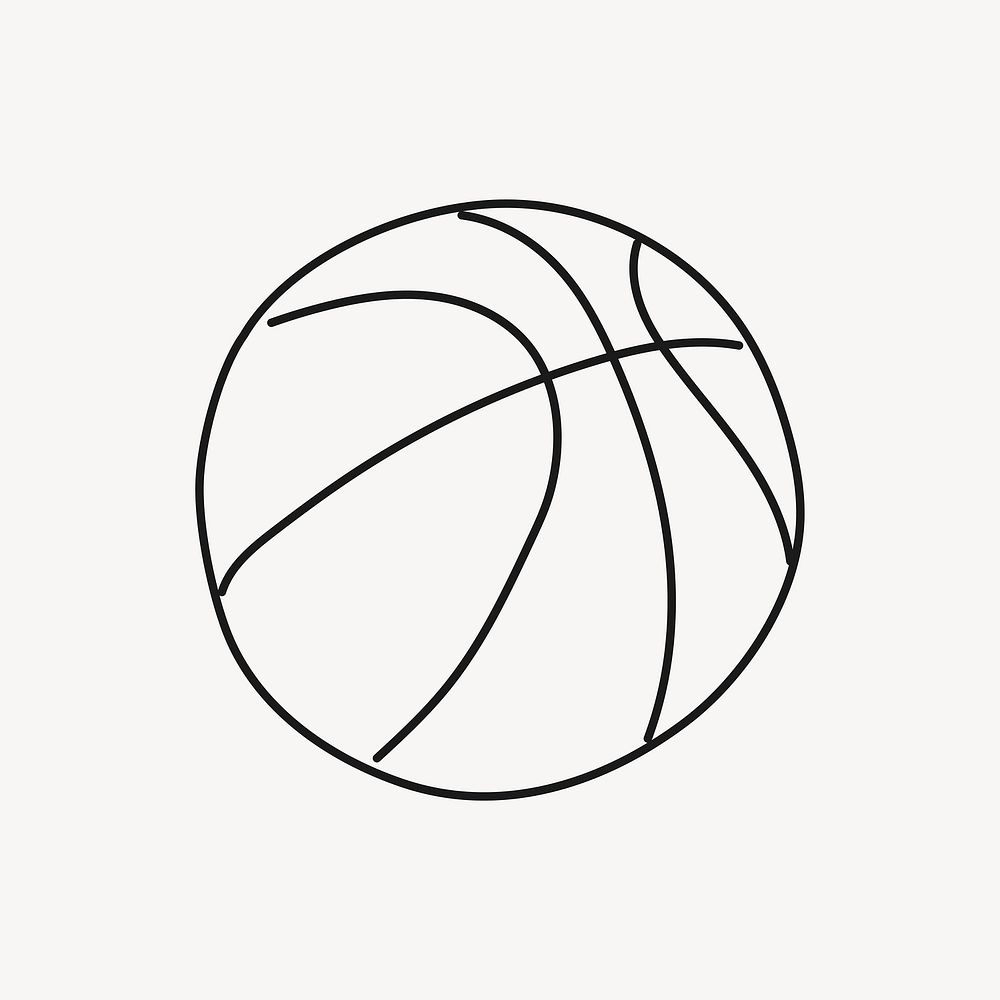 Basketball clipart, sport line art doodle vector