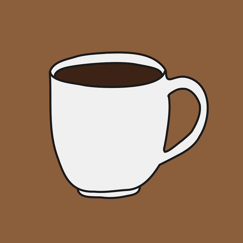 Coffee mug doodle clipart, morning beverage creative illustration