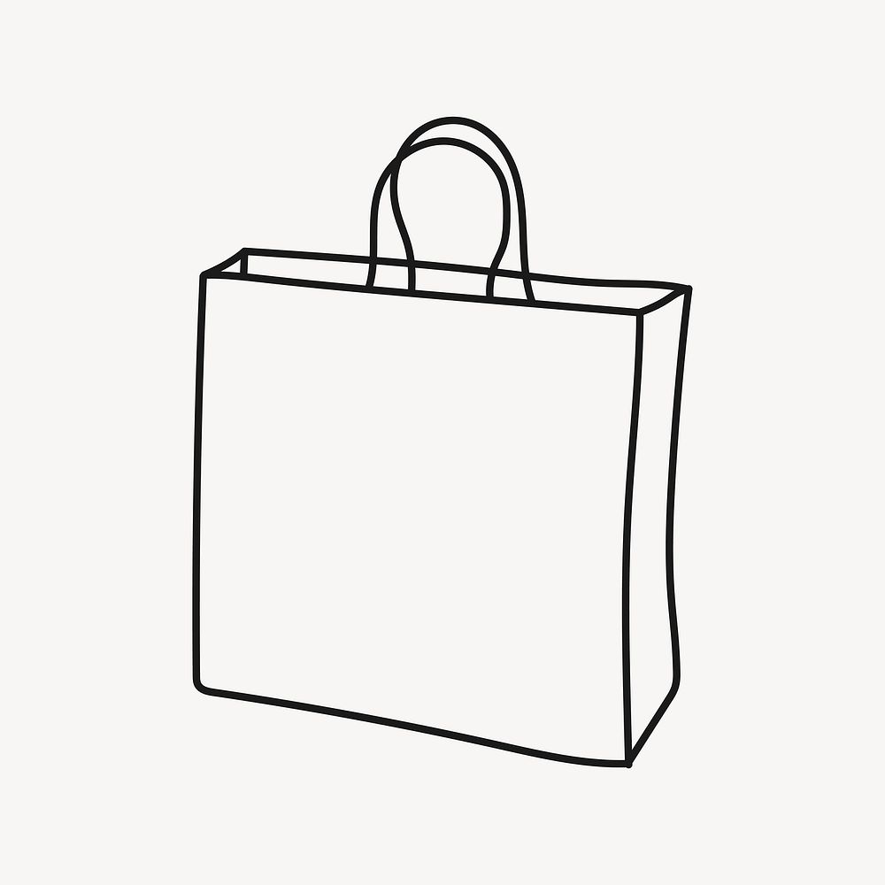 Shopping bag doodle drawing, object line art illustration