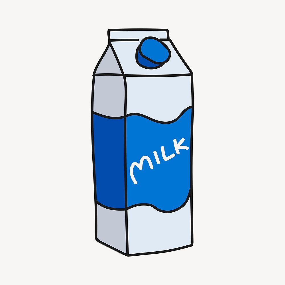 Milk carton doodle sticker, cute beverage illustration vector