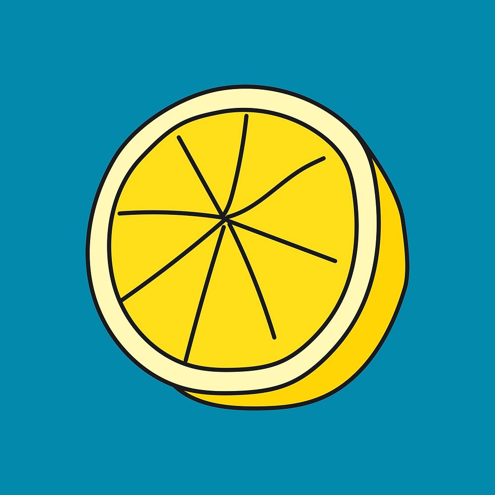 Lemon slice sticker, fruit creative doodle psd