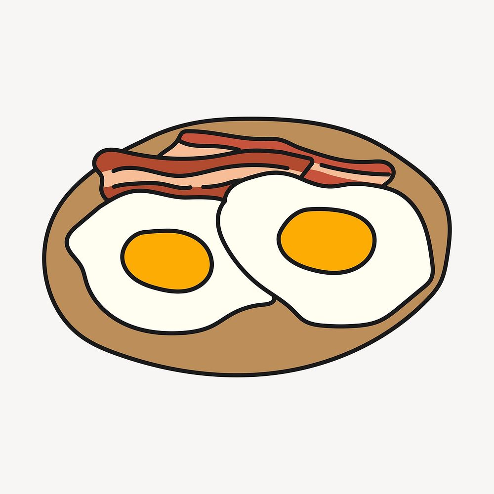American breakfast clipart, food cute doodle vector