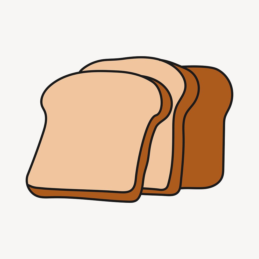 Bread slices clipart, breakfast, food cute doodle vector