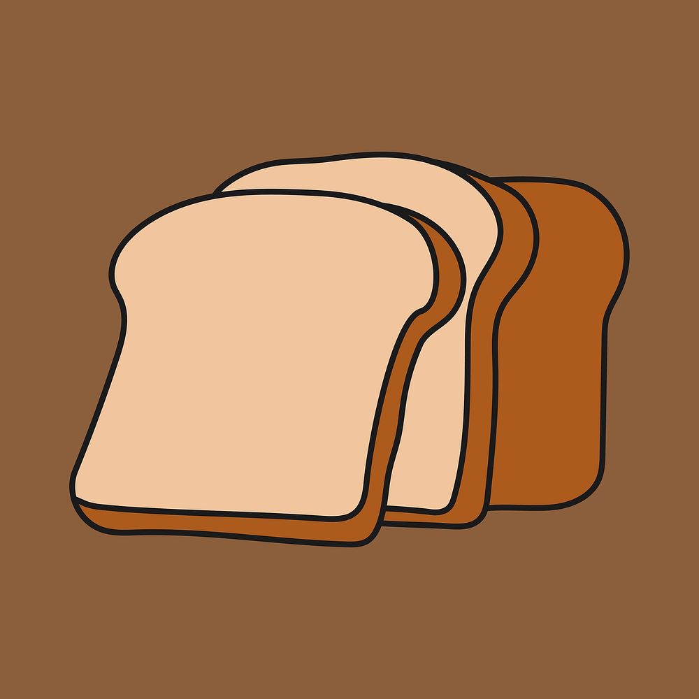 Bread slices clipart, breakfast, food cute doodle vector