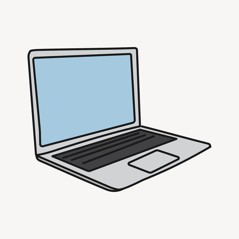 Laptop doodle mockup, cute digital device illustration vector