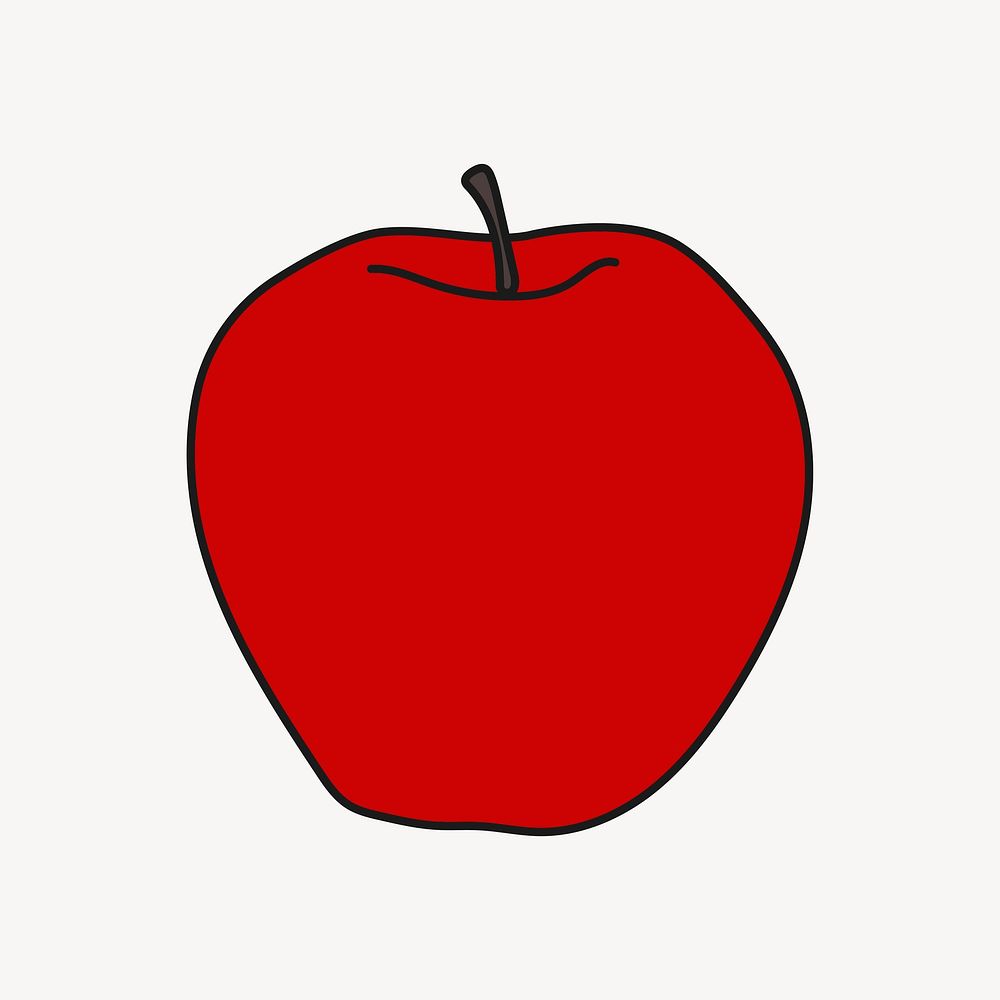 Apple doodle clipart, fruit, colorful creative illustration