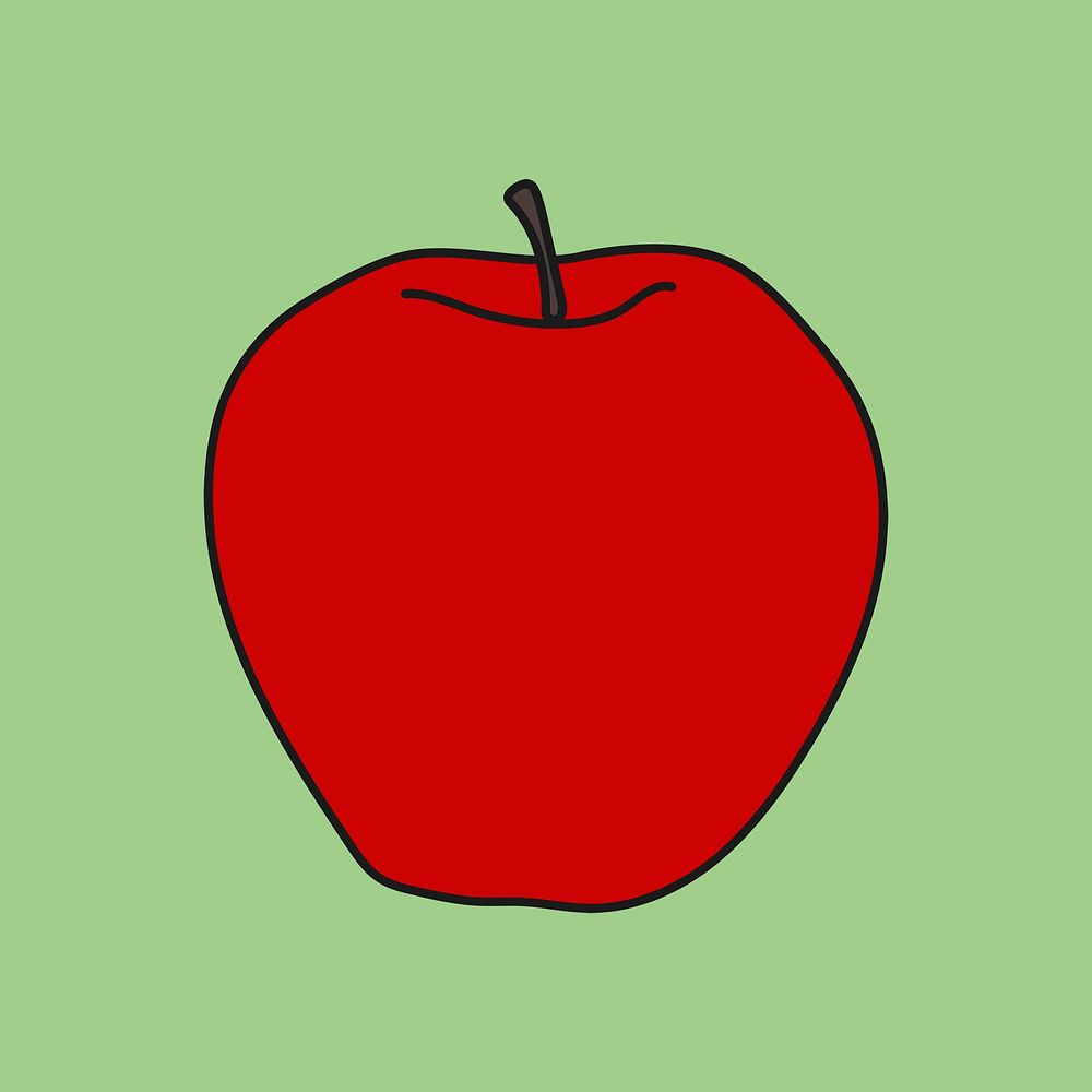 Apple sticker, fruit, colorful creative doodle psd