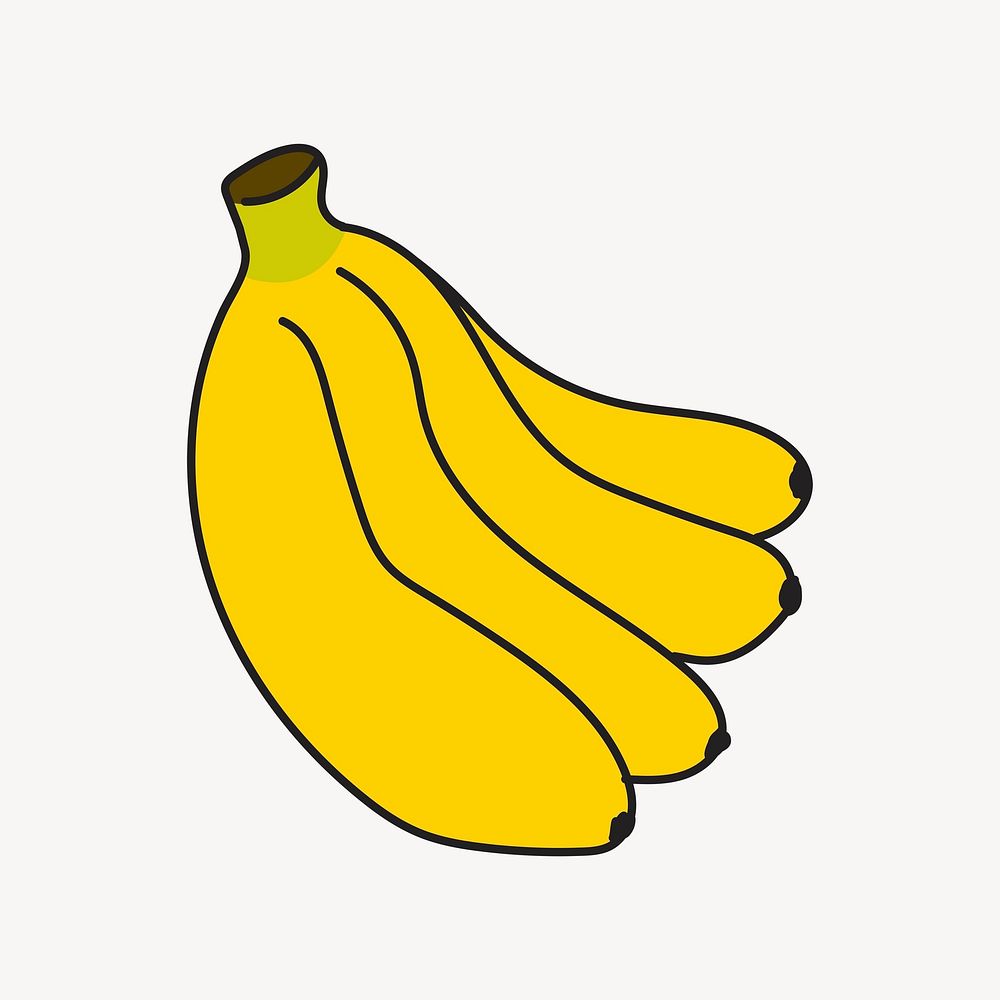Banana sticker, fruit, colorful creative doodle psd