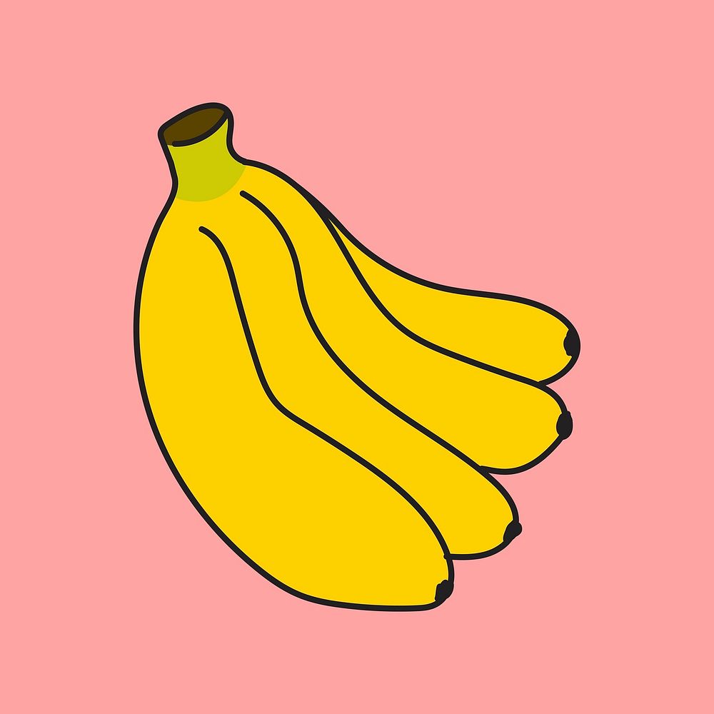 Banana clipart, fruit, colorful cute doodle vector