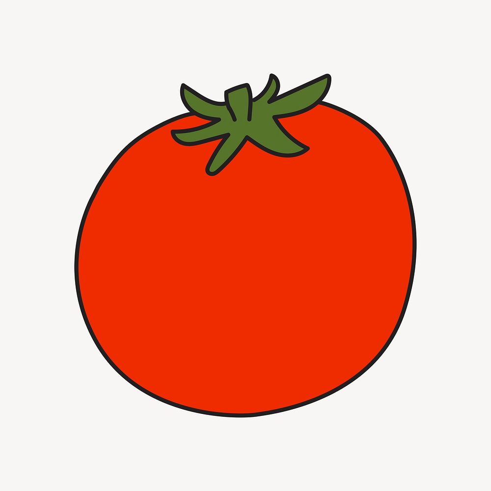 Colorful tomato sticker, vegetable creative doodle psd