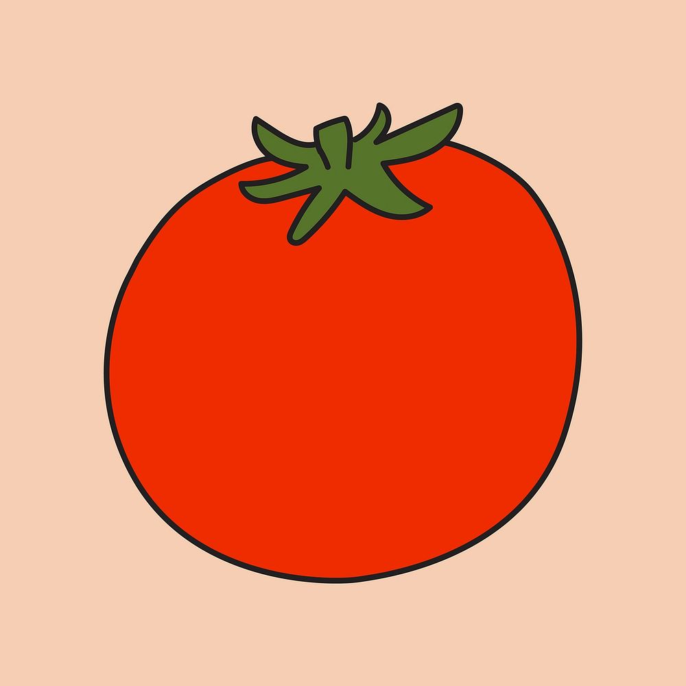 Colorful tomato clipart, vegetable cute doodle vector