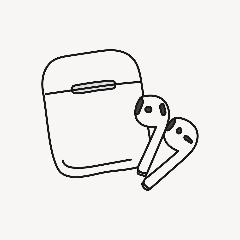 Airpods clipart, gadget cute doodle vector