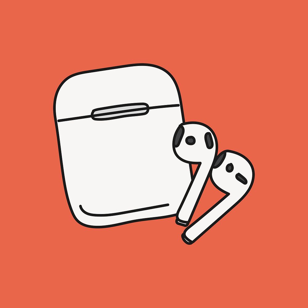 Wireless earphones sticker, gadget creative doodle psd