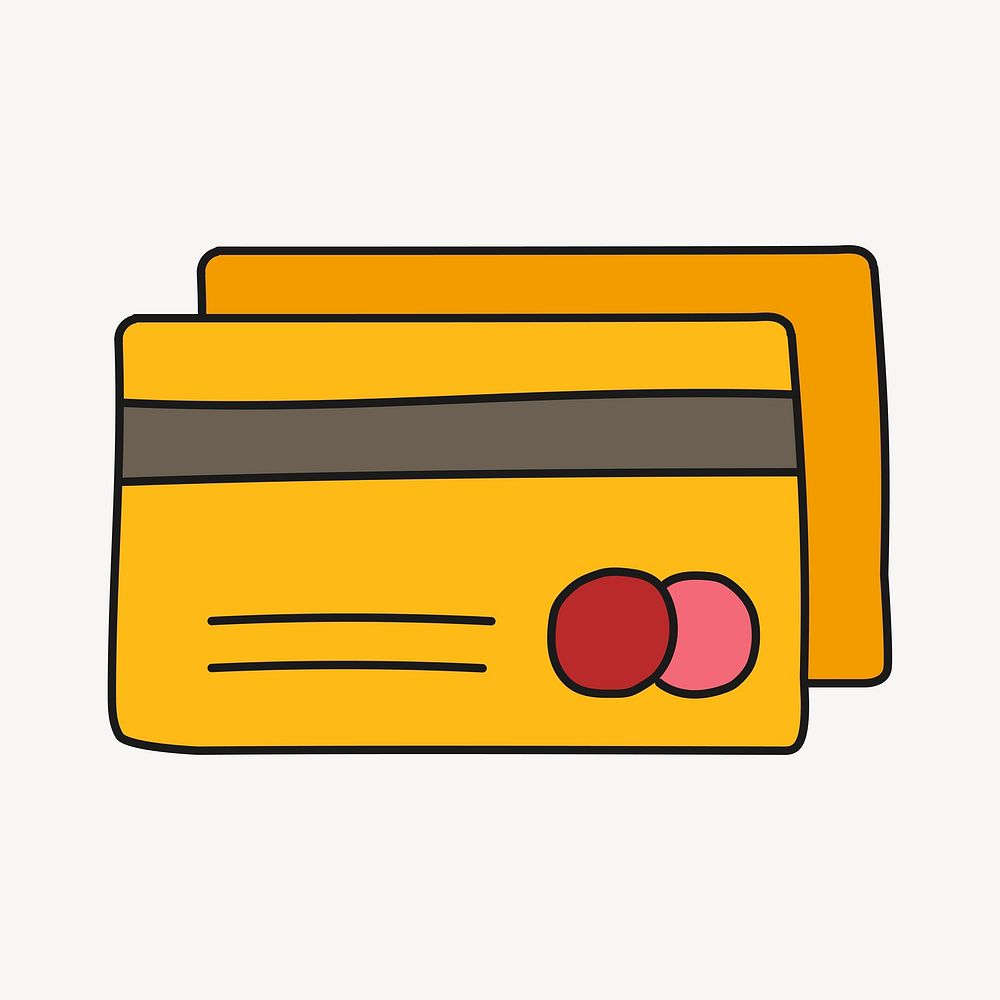 Credit card doodle clipart, finance creative, colorful illustration