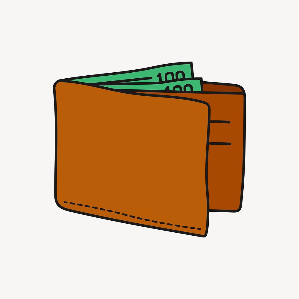 Wallet doodle clipart, finance, money creative, colorful illustration