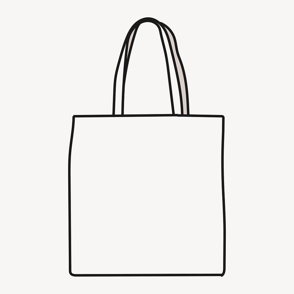 Tote bag doodle mockup, eco-friendly product vector
