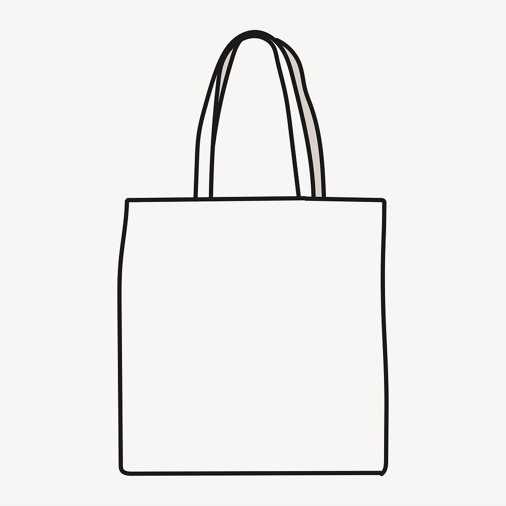 Tote bag doodle mockup, eco-friendly product psd