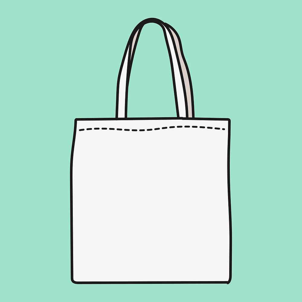 Canvas tote bag doodle clipart, eco-friendly product creative illustration