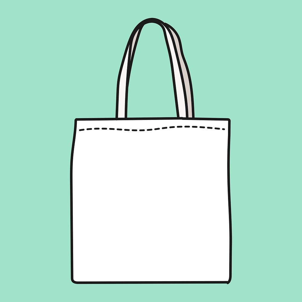 Tote bag doodle mockup, eco-friendly product psd