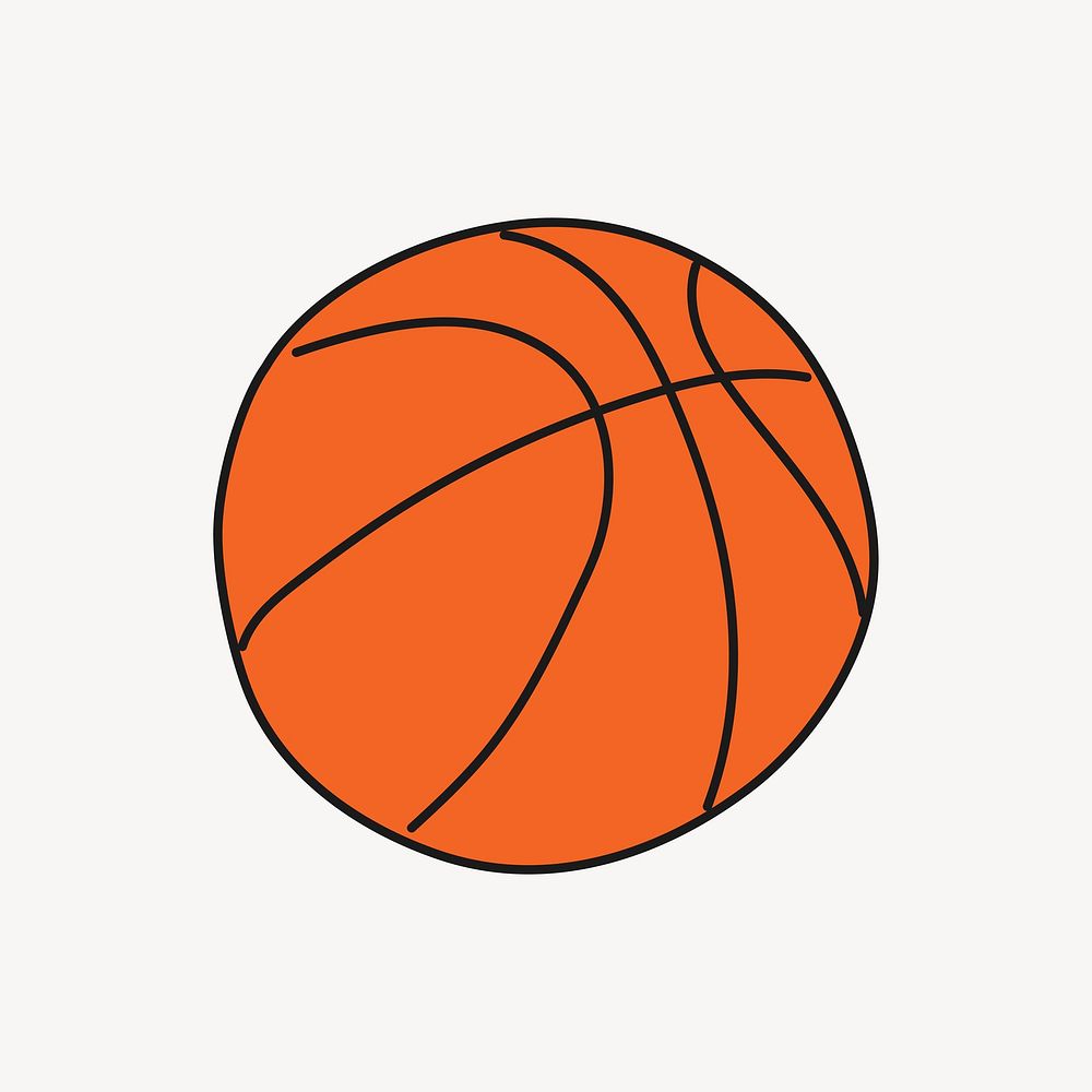 Basketball doodle clipart, sport creative, colorful illustration