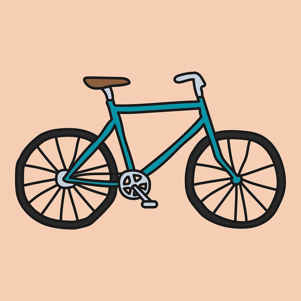 Bicycle doodle clipart, sustainable vehicle creative illustration