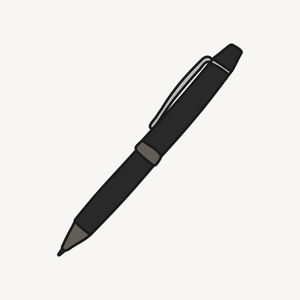 Black pen doodle clipart, stationery creative, illustration
