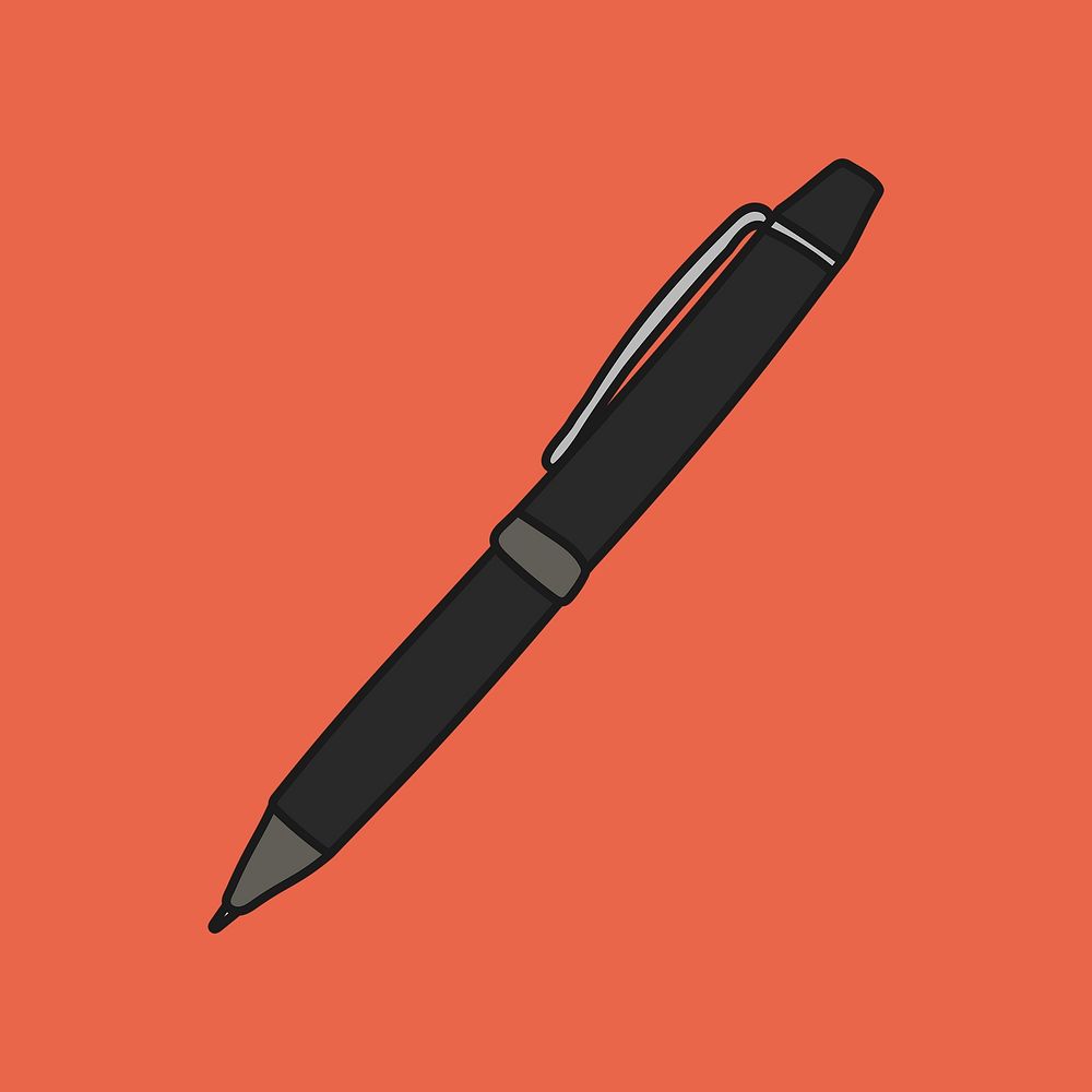Black pen sticker, stationery creative doodle psd