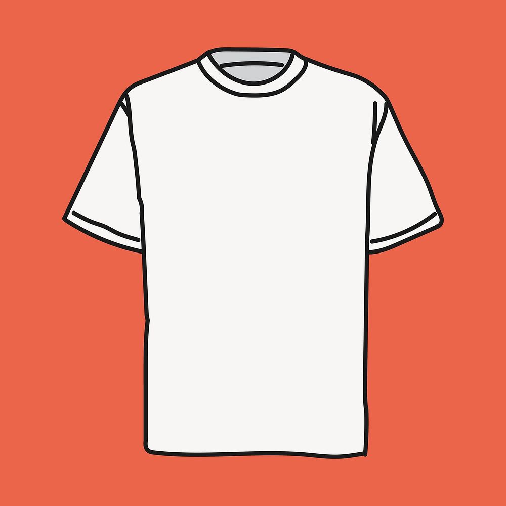 White t-shirt doodle clipart, casual fashion creative illustration