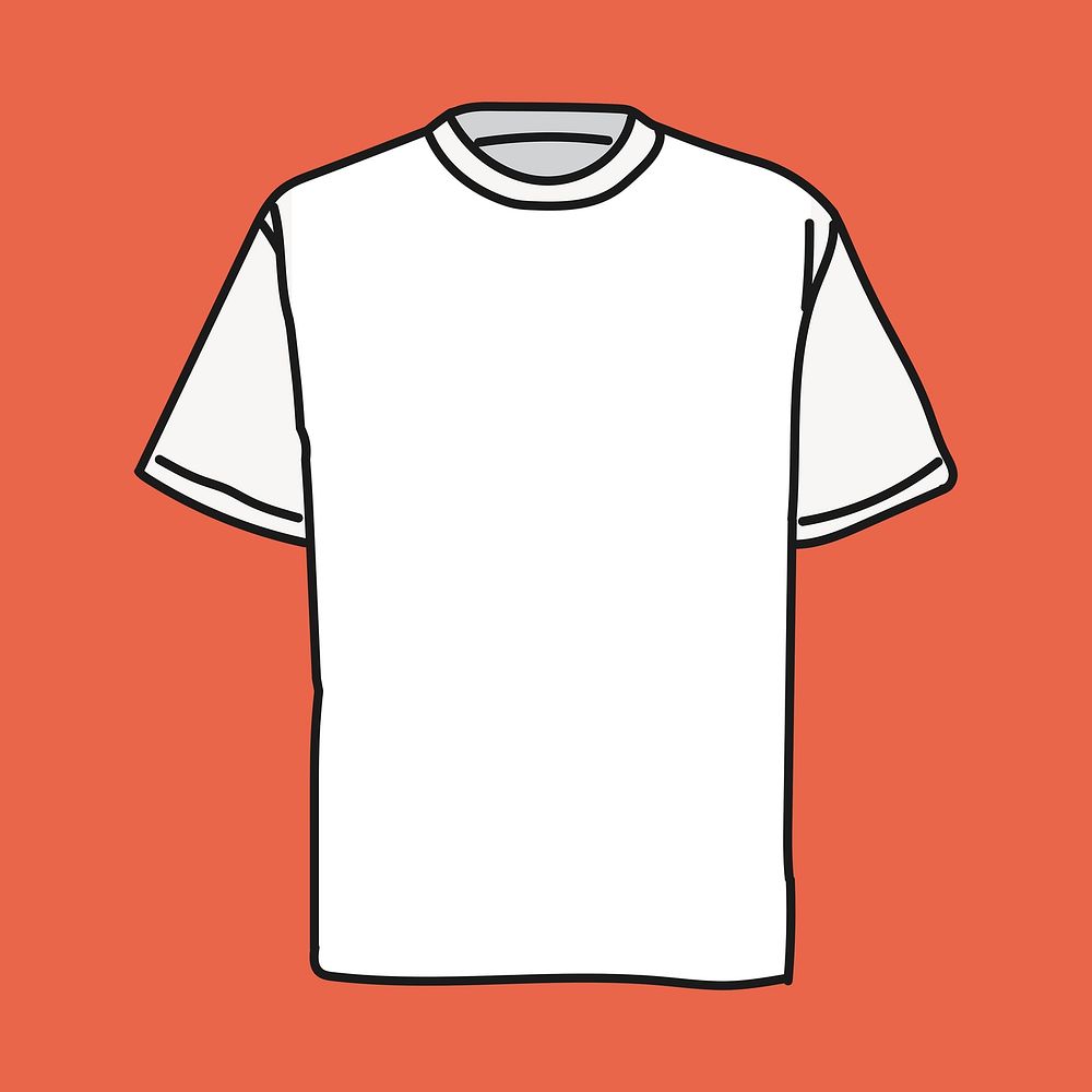 White t-shirt graphic mockup, apparel doodle psd