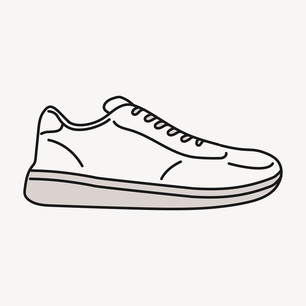 White sneaker doodle clipart, sportswear creative illustration
