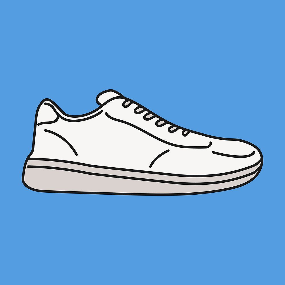 White sneaker clipart, sportswear cute doodle vector