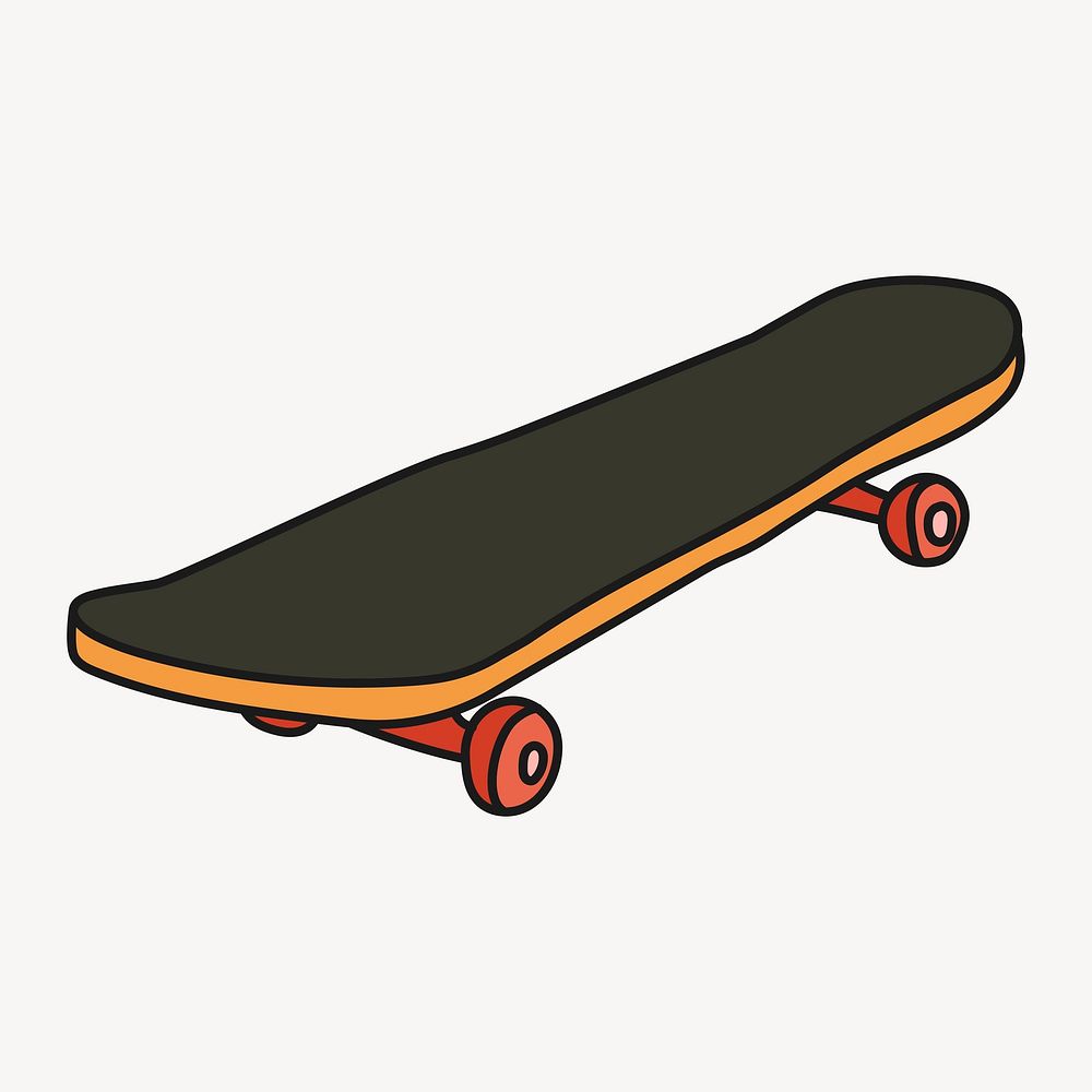 Skateboard doodle clipart, sport equipment creative illustration