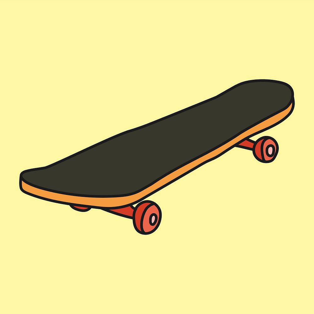 Skateboard clipart, sport equipment cute doodle vector