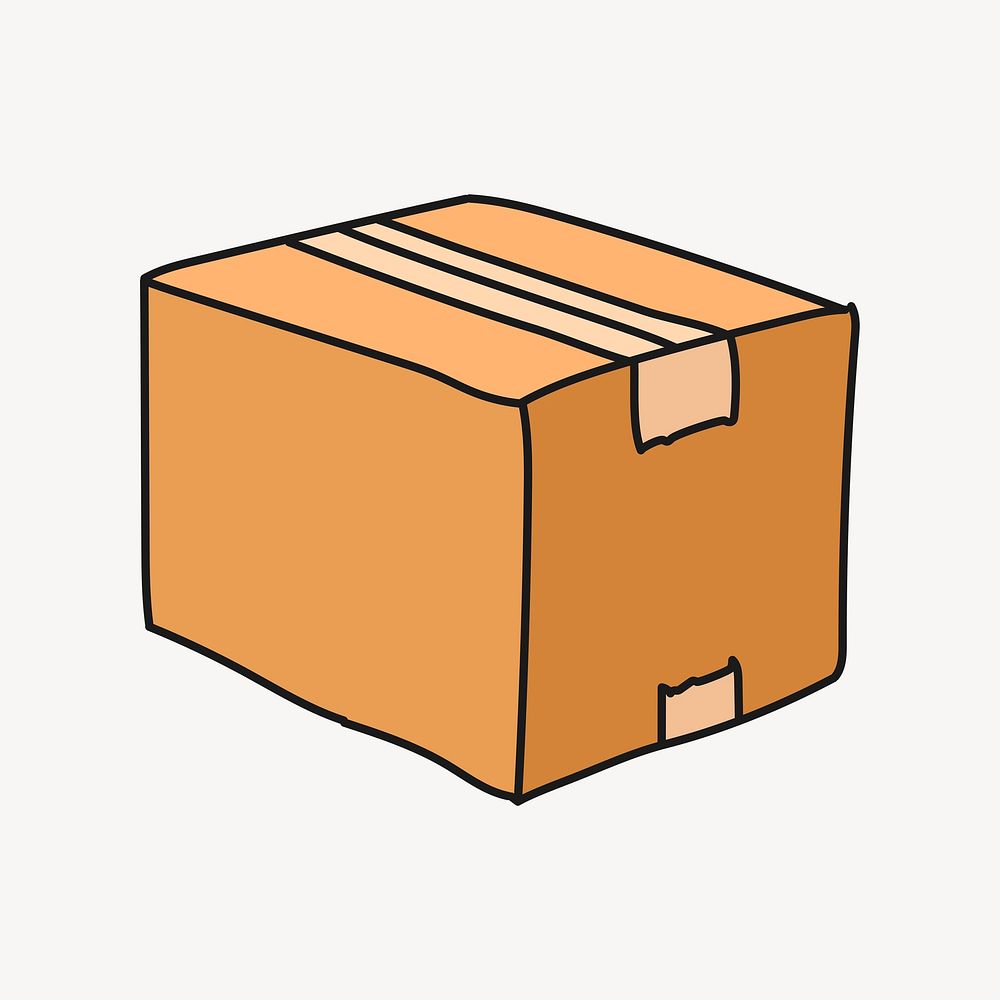 Parcel box sticker, delivery service creative doodle psd