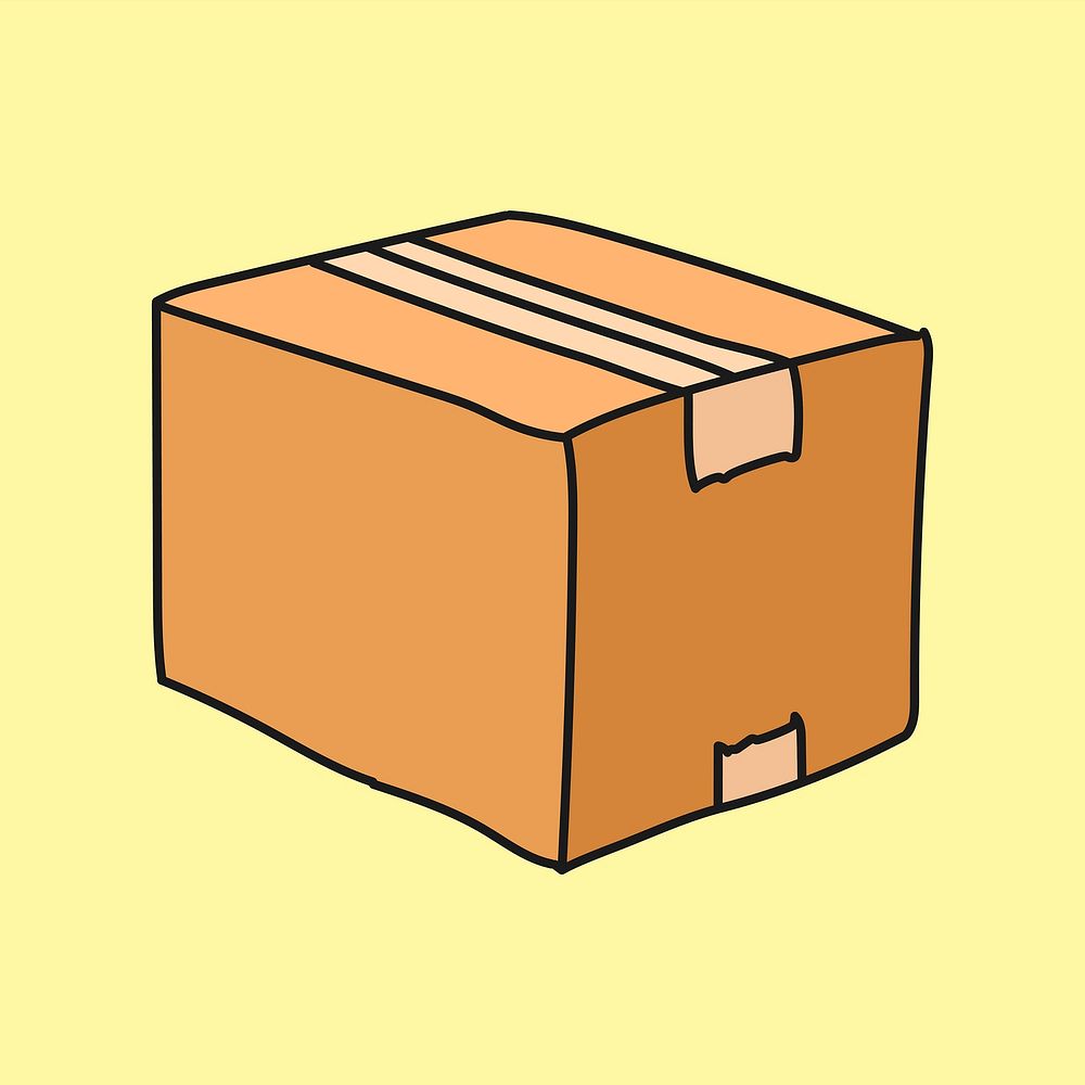 Parcel box clipart, delivery service cute doodle vector