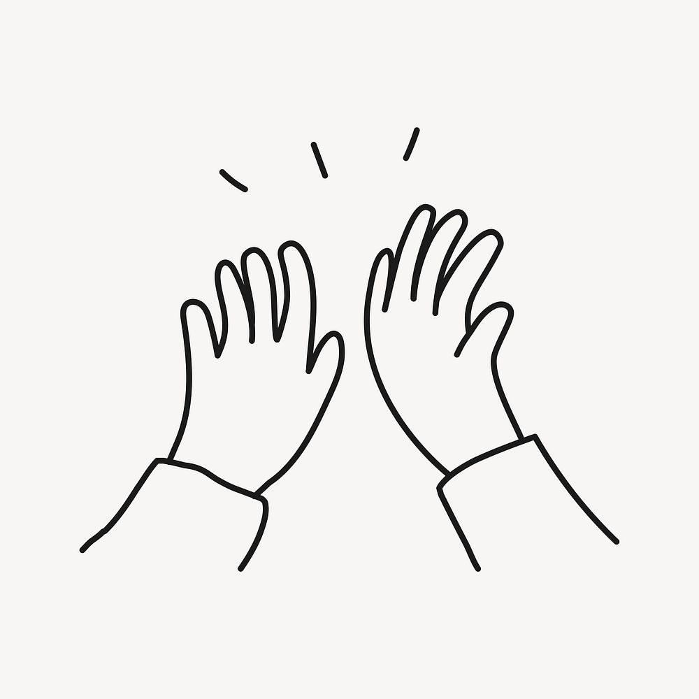Clapping hands clipart, celebration line art doodle vector
