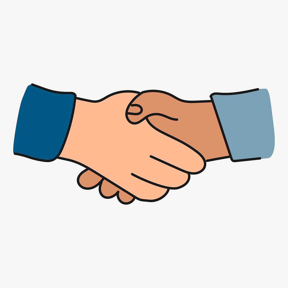 Business handshake clipart, gesture cute doodle vector