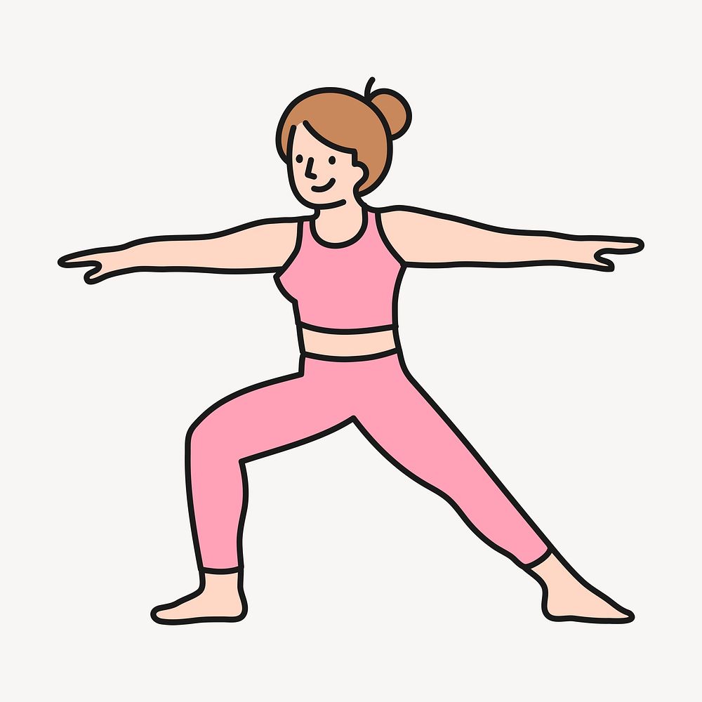 Yoga girl sticker, healthy lifestyle creative cartoon doodle psd