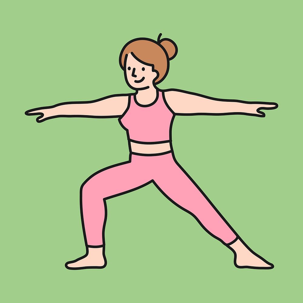 Yoga girl clipart, healthy lifestyle cute character doodle vector