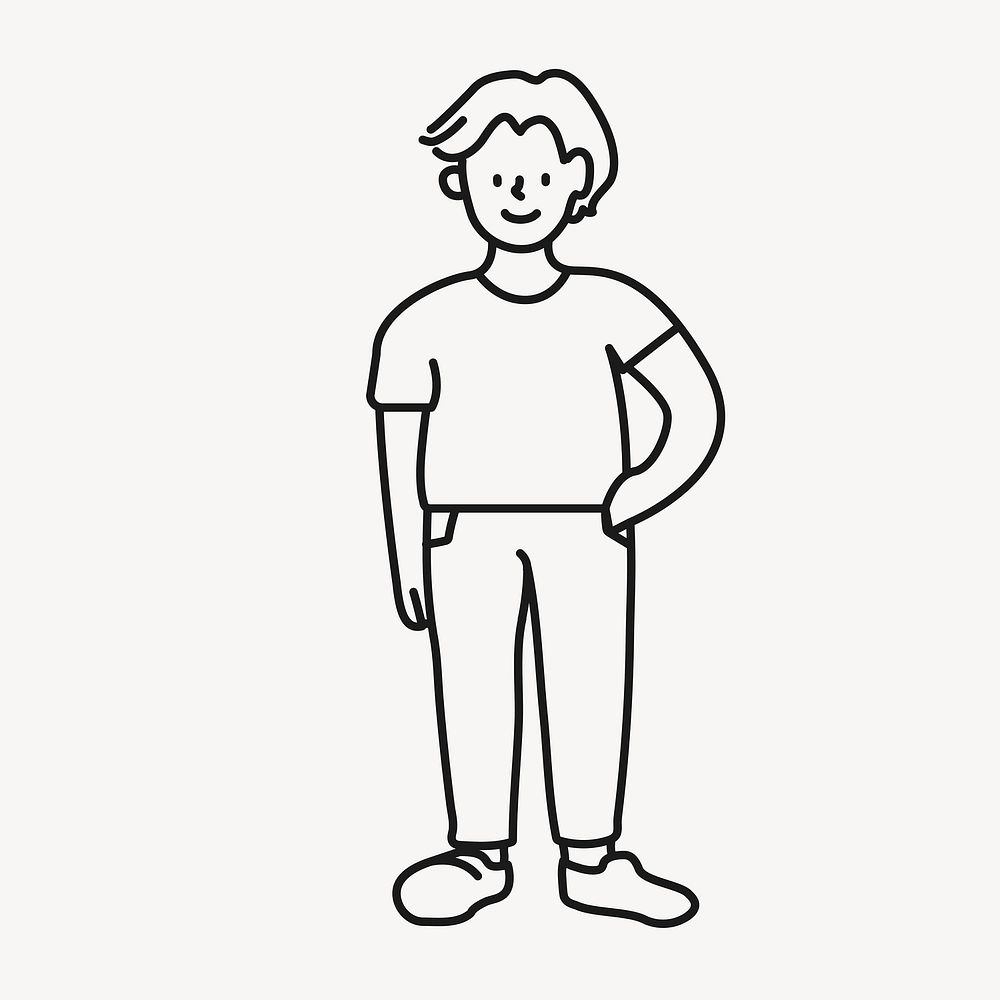 Casual man clipart, person line art, character illustration vector