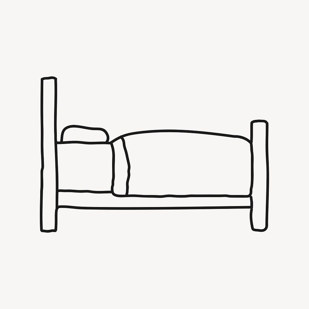 Bed Doodle Clipart, Furniture Illustration 